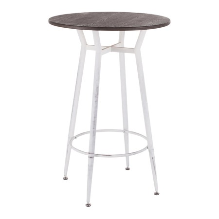 LUMISOURCE Clara Round Bar Table in Vintage White Metal with Espresso Bamboo BT-CLARARN VWE